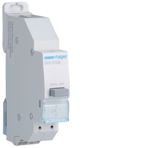 [HAG-SVS312B] Bouton poussoir à accrochage 0O+1F 16A 1 module quickconnect passage de barre SVS312B