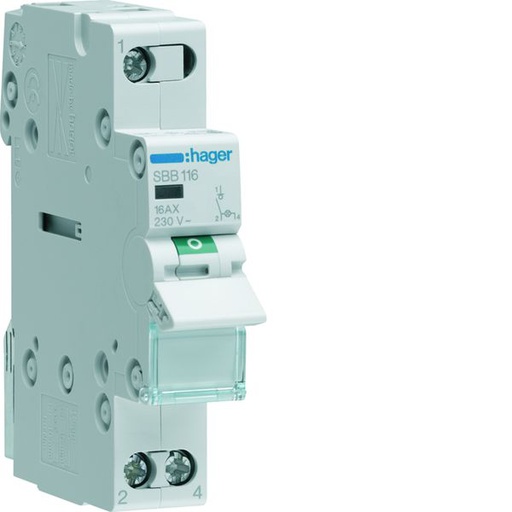 [HAG-SBB116] Interrupteur sectionneur à voyant LED Orange 16A 1P 1 module SBB116
