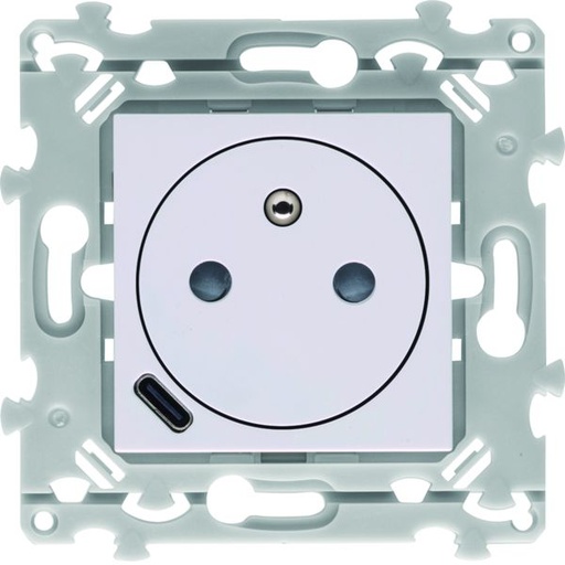 [HAG-WE114] Prise de courant affleurante Essensya 2P+T avec USB-C Pure WE114