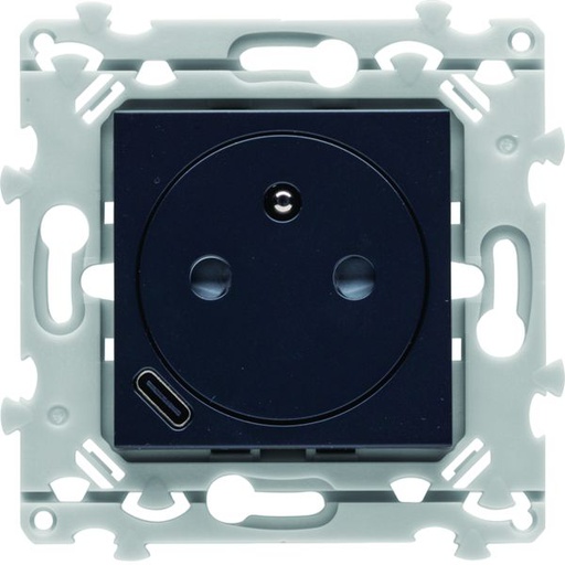 [HAG-WE114A] Prise de courant affleurante Essensya 2P+T avec USB-C Anthracite WE114A