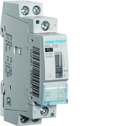 [HAG-ERL218] Relais de commande 16A, 1F+1O, 12V 1 module ERL218