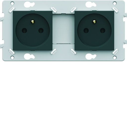[HAG-WE122A] Prise double Essensya 2P+T Pré cablées Anthracite WE122A