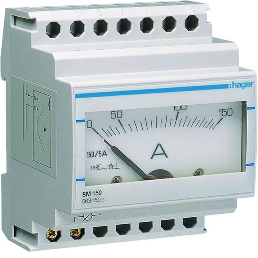 [HAG-SM150] Ampéremètre analogique 0-150A branchement sur transformateur de courant SM150