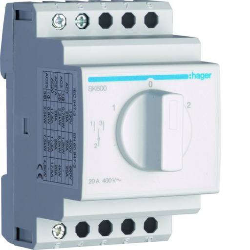 [HAG-SK600] Inverseur unipolaire 1 contact OF 20A SK600