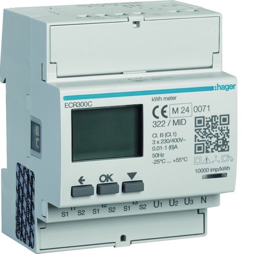 [HAG-ECR300C] Compteur d'énergie monophasé 80A communiquant MOBDUS RS485 bornes rapides RJ45 ECR300C