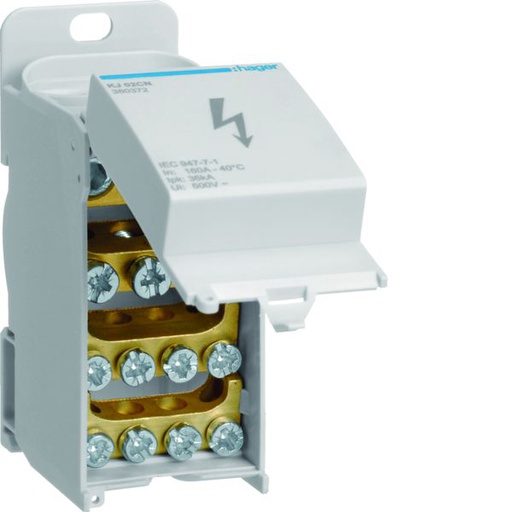 [HAG-KJ02CN] Bloc de répartition 160A, unipolaire, 2x 16-50²/3x 1,5-16²/8x 1,5-10² KJ02CN