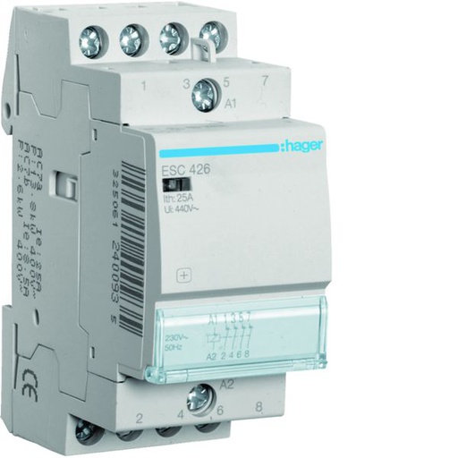 [HAG-ESC426] Contacteur sans commande manuelle 25A, 4F, 230V ESC426