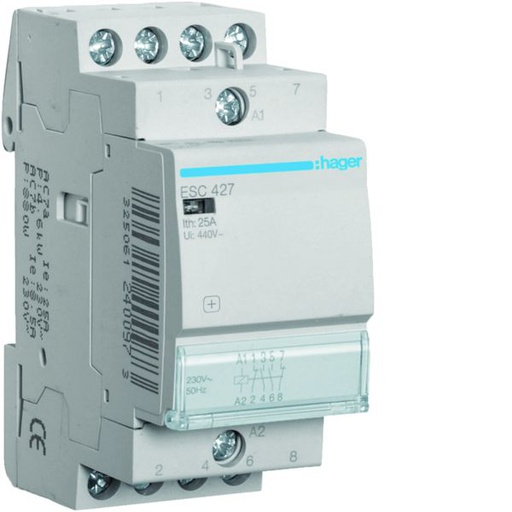 [HAG-ESC427] Contacteur sans commande manuelle 25A, 2F+2O, 230V ESC427