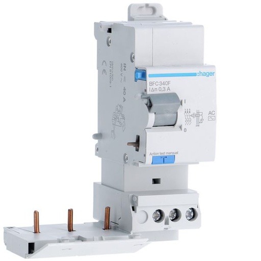 [HAG-BFC340F] Bloc différentiel 40A 300mA 3P type AC à bornes décalées BFC340F