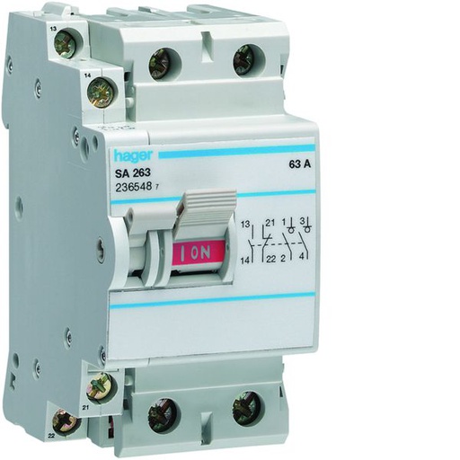 [HAG-SA263] Interrupteur de coupure à déclenchement libre 2P 63A SA263