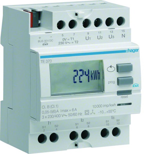 [HAG-TE370] Compteur tri via transformateur d'intensité 50 à 6000/5A sortie KNX TE370