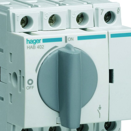 [HAG-HAB402] Interrupteur à coupure apparente 4P In20A Ue380 - 415Vac Poignée rotative courte HAB402