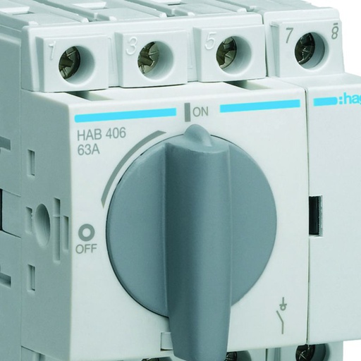 [HAG-HAB406] Interrupteur à coupure apparente 4P In63A Ue380 - 415Vac Poignée rotative courte HAB406