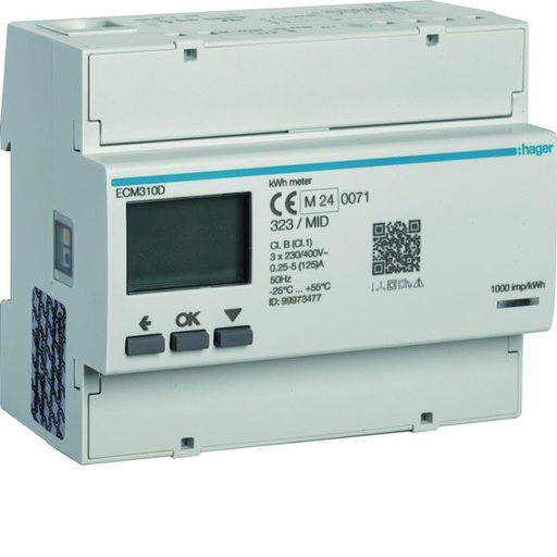 [HAG-ECM310D] Compteur d'énergie monophasé 80A communiquant M-BUS certifié MID ECM310D