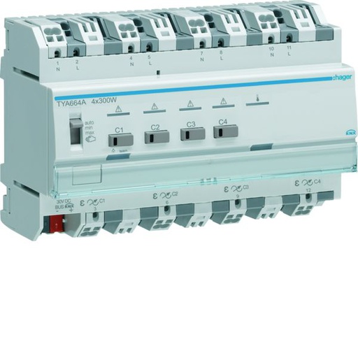 [HAG-TYA664A] Module KNX 4 sorties variation éclairage 300W / voie, EASY / ETS TYA664A