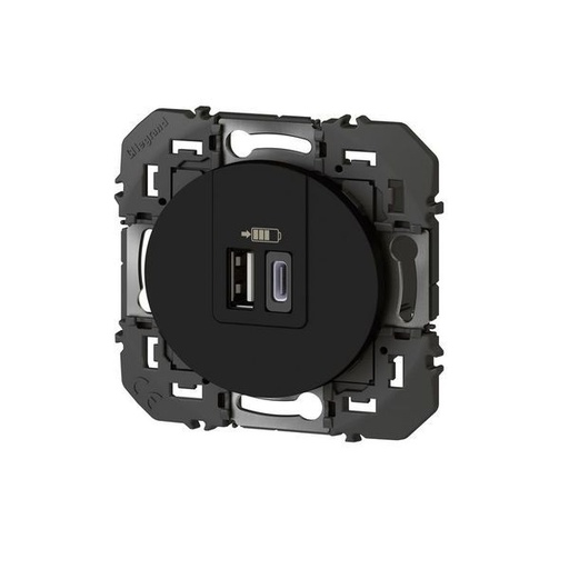 [LEG095288] Double Chargeur Usb 1 Typea + 1 Typec Dooxie 3A Finition Noi legrand 095288