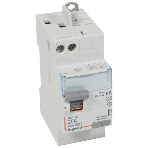 [LEG411637] Inter Diff Dx³-Id Vis/Auto Départ Haut 2P 230V~ 25A Type legrand 411637